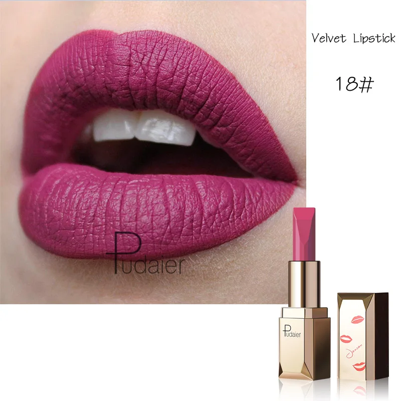 color 18 Pudaier, 26 цветов, матовая губная помада, водостойкая, для макияжа, Batom, телесный, бархатный, стойкий, для губ, губная помада, румяна, коврик для губ - Цвет: color 18