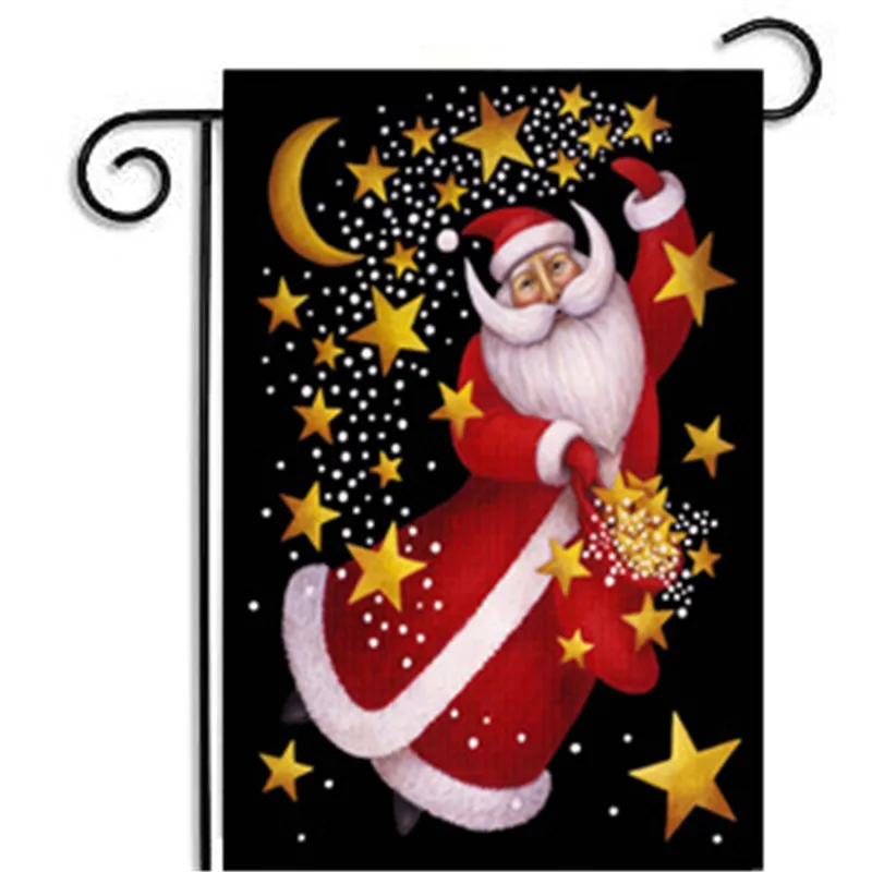 30x45cm Christmas Garden Flag Cartoon Santa Claus Flags and Banners Home Decor Polyester Hanging Banner Gift | Дом и сад