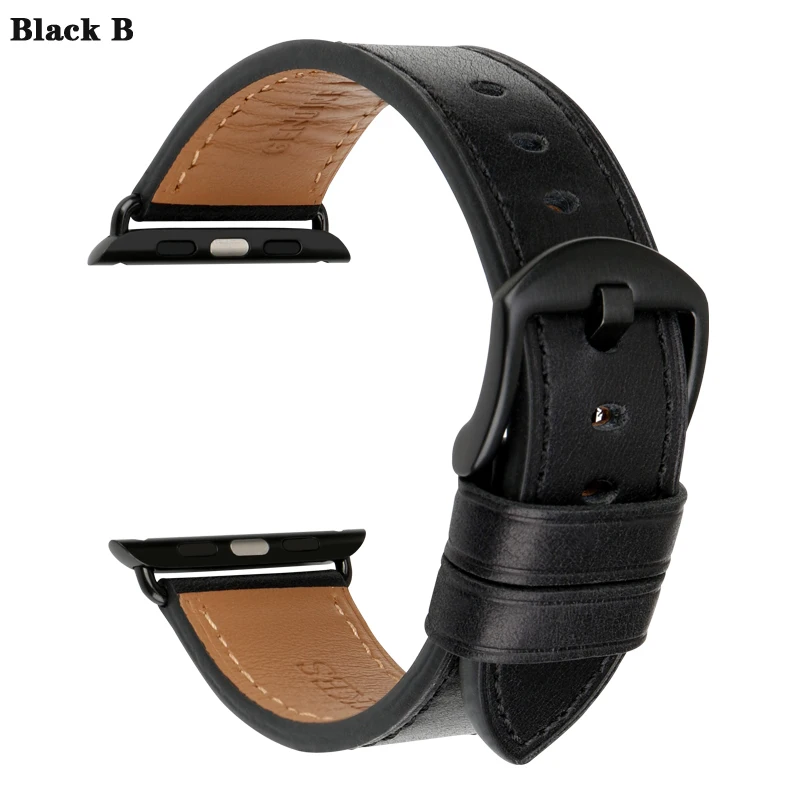 MAIKES специальные кожаные ремешки для часов Apple Watch Band 44 мм 40 мм/42 мм 38 мм серия 4 3 2 1 iWatch для ремешок для часов аpple - Цвет ремешка: Black B