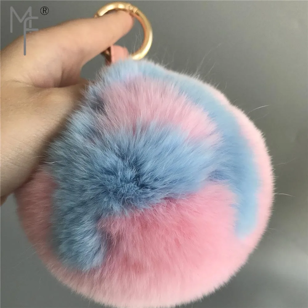 Magicfur ABcharm Начальная буква A Z Настоящий мех кролика розовый W Комплект синего цвета