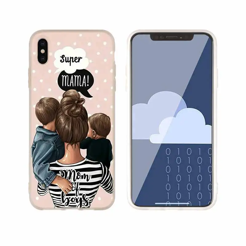 as the picture 06 Чехол для телефона s, силиконовый мягкий чехол для iPhone 11 Pro X XS Max XR 6 6S 7 8 Plus 5 4S SE, Коричневый чехол для мамы и дочки, бампер etui - Цвет: as the picture 06