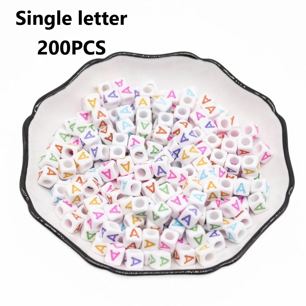 

CHONGAI 200Pcs Acrylic Single Alphabet /Letter Cube Beads Mix Color For Jewelry Making DIY Loose Beads 6x6mm