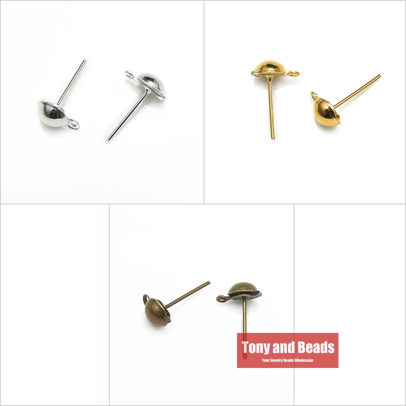 (200 шт = 1 партия!) половина шар серьги гвоздики крючки для серег ювелирные изделия