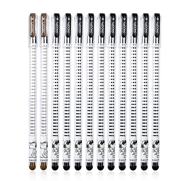 12 pcs 12 шт./компл. гелевая ручка 0,35 мм чёрный; коричневый чернила ручка с чернилами стандартных цветов милые корейские канцелярские принадлежности для студент письменный стол/школьные принадлежности - Цвет: 12 pcs