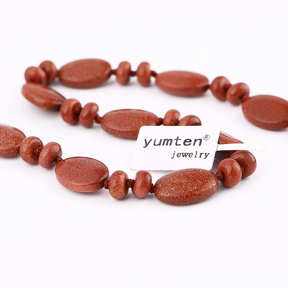 Yumten Goldstone Ожерелье мощность натуральный кристалл женские ювелирные изделия