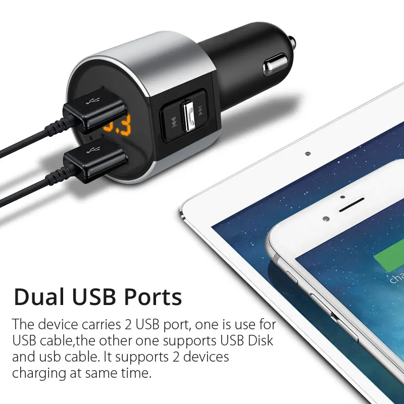 Автомобильный Bluetooth fm передатчик VANJEW C26 5 В/3 4 А два порта USB зарядное устройство u