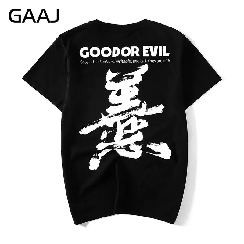 GAAJ/мужская футболка в китайском стиле с надписью Good or Evil футболки для мужчин