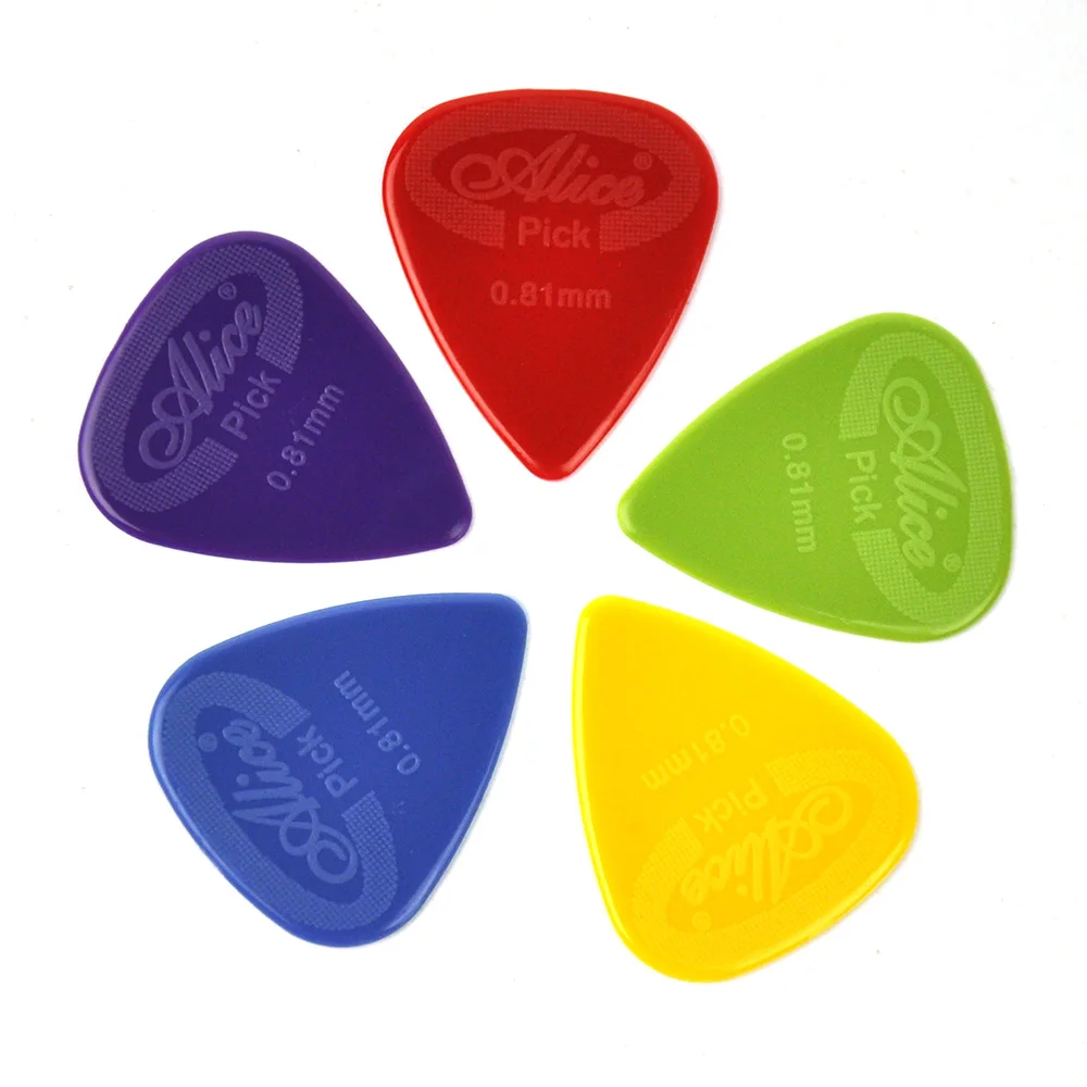 

Lots of 100pcs Alice 0.81mm Anti-slip Nylon Guitar Picks Plectrums Mixed Colors AP-G