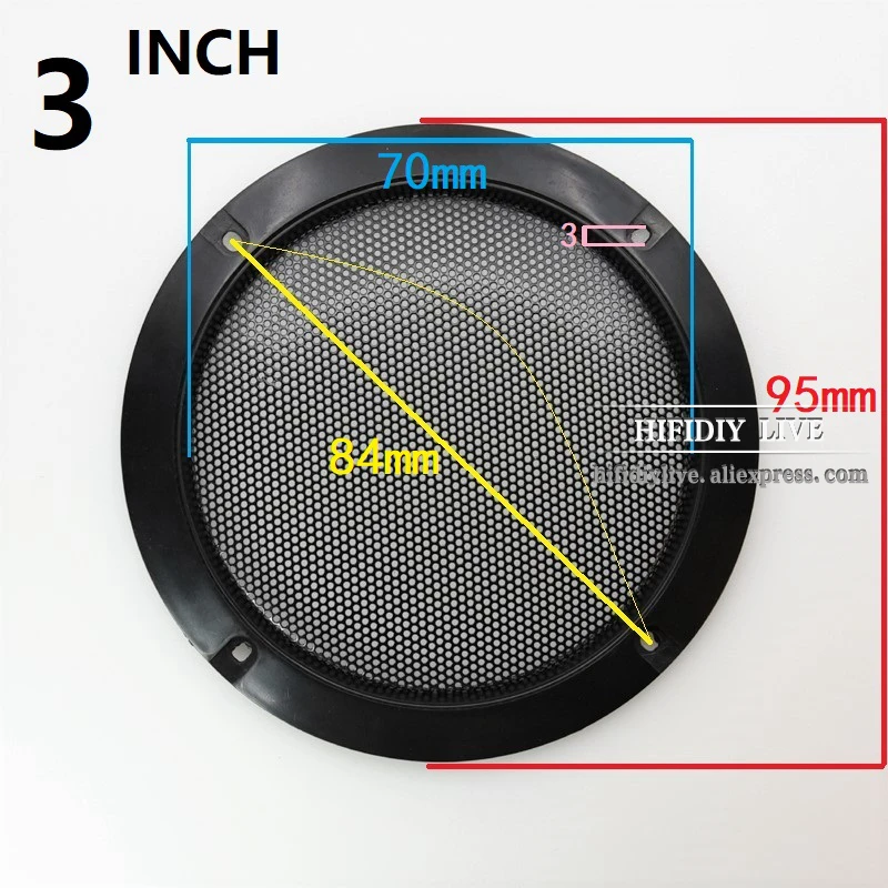 Hifidiy в прямом эфире 5 6. 8 10 дюймов Динамик чистой крышкой высокого качества автомобиля дома Сетчатое покрытие Динамик s Пластик, металлическая оправа, очки из железной проволоки решетки - Цвет: 3 INCH