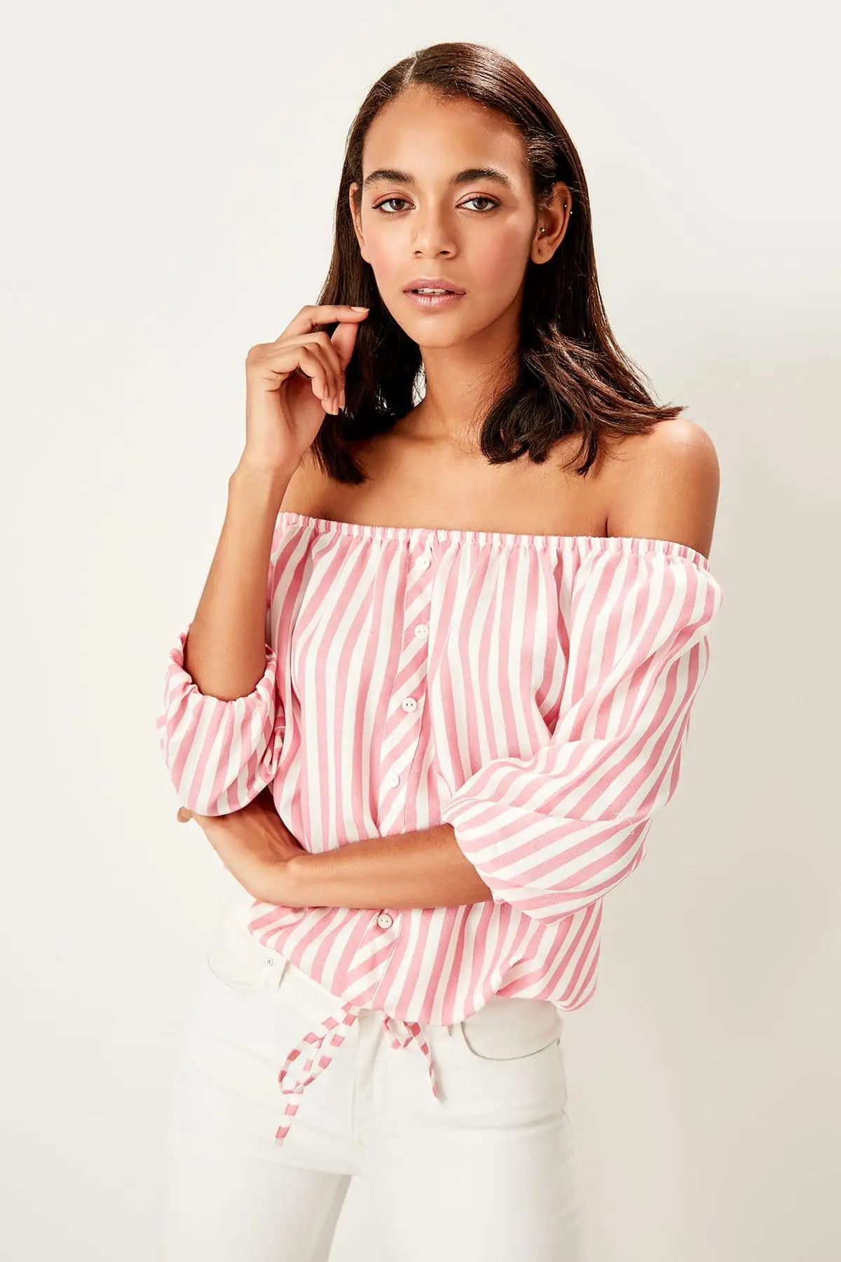 Trendyol розовый шнуровки detayli Bluz TWOSS19ST0225 |