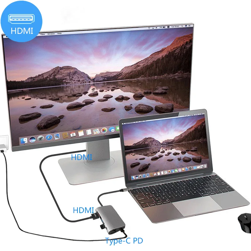 5 в 1 USB C концентратор 3 0 порт hdmi PD разветвитель адаптер для MacBook pro Samsung Galaxy S9 Huawei P20