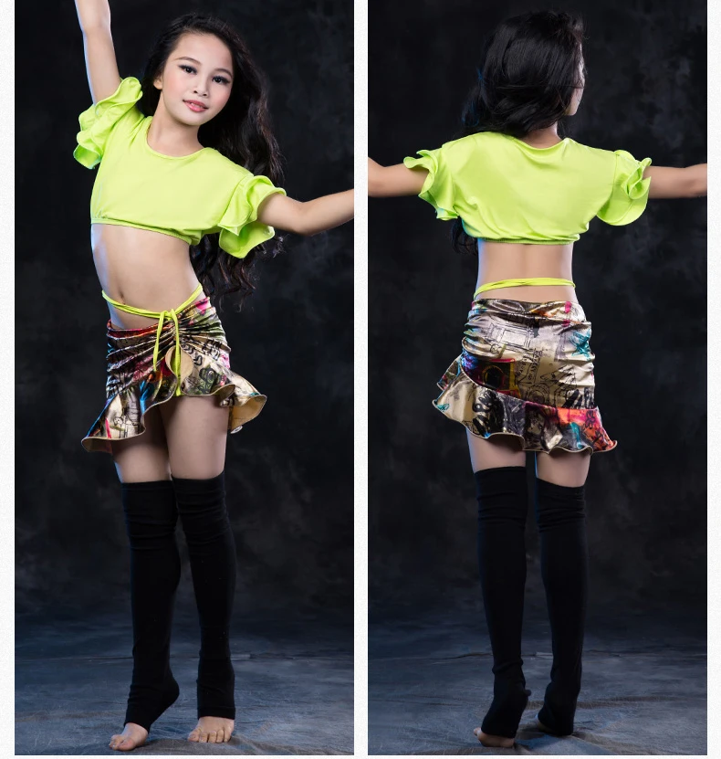 

2018 Hot Sale New Modal + cloth cloth Dance Costumes Kids Girls Belly Dance Costume Top+short Skirt Suits Performance Clothes