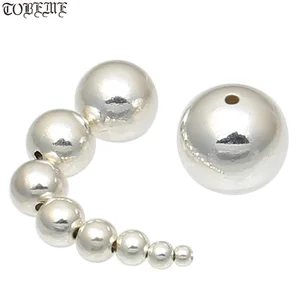 Бусины круглые из серебра 925 пробы, из чистого серебра