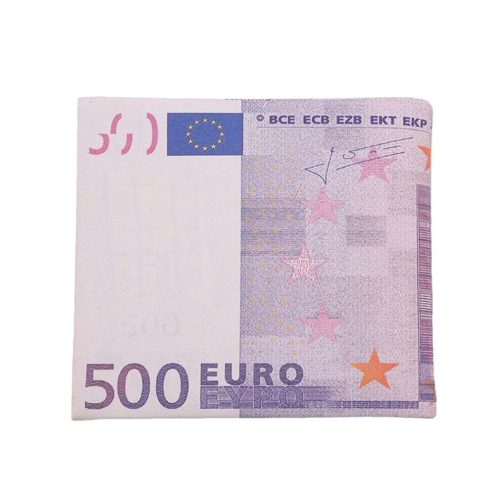 ПУ винтажное портмоне личности 500/100 купюры Евро Кошелек Мужские Карманы карты