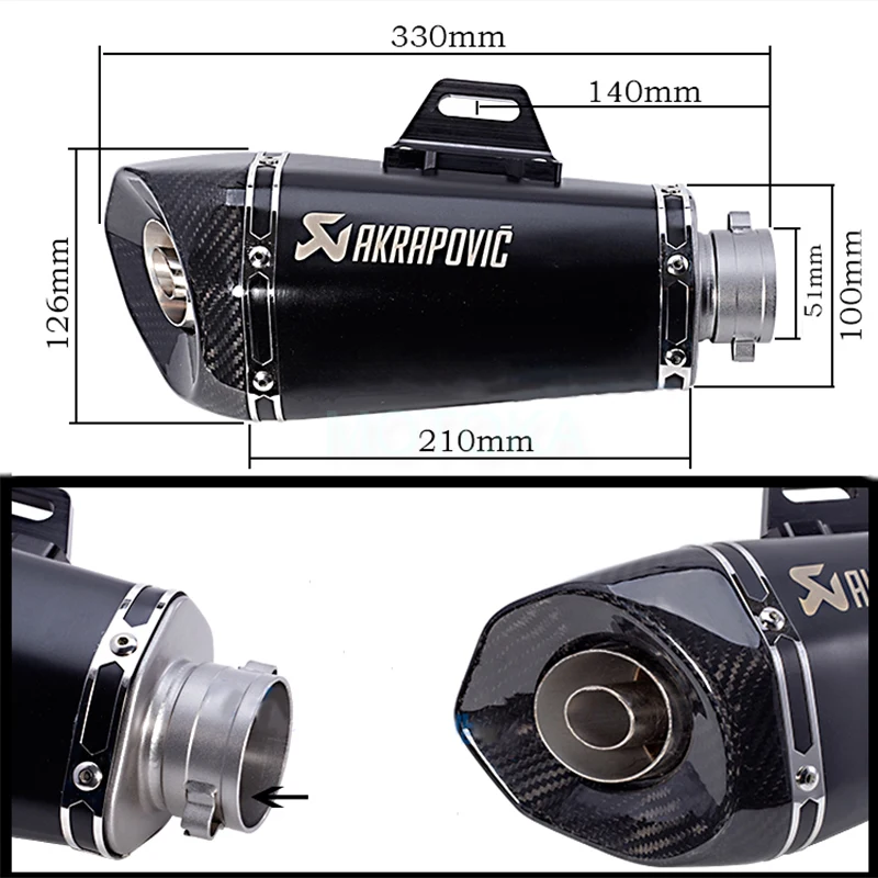 Лазерный Универсальный 51 мм Akrapovic мотоцикл Выхлопная система глушитель труба для R6 R25 Z800 углеродное волокно мотоцикл глушитель Escape