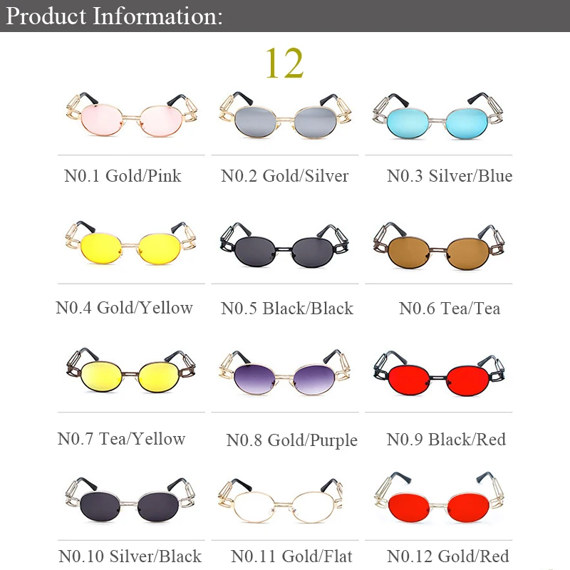 Роскошные винтажные овальные металлические готические солнцезащитные очки в