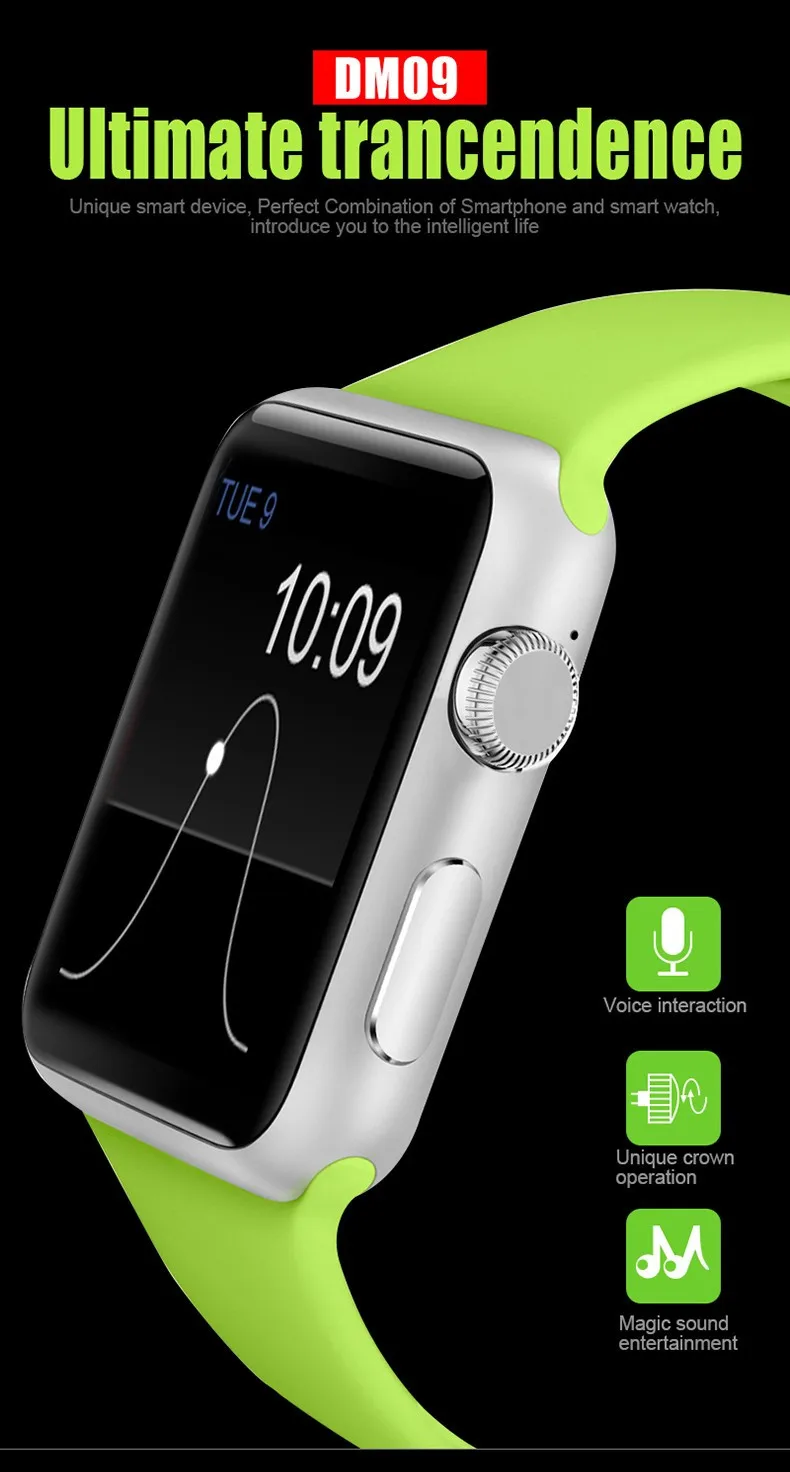 Умные часы Slimy DM09 с Bluetooth для Apple Watch, беспроводные устройства, Поддержка 2G, sim-карты, умные часы для IOS, Android, телефон PK LF07