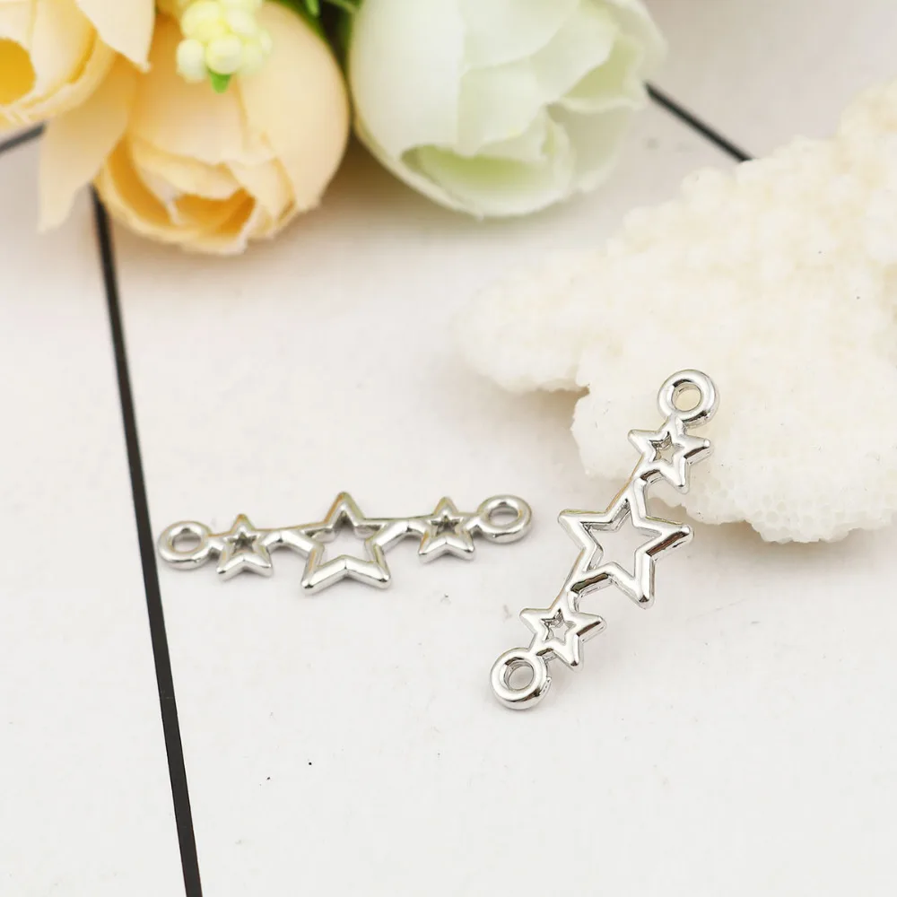 DoreenBeads Zinc Based Alloy Connectors Jewelry Findings Pentagram Star Gold Silver Color 25mm(1&quot) x 9mm( 3/8&quot) 20 PCs | Украшения