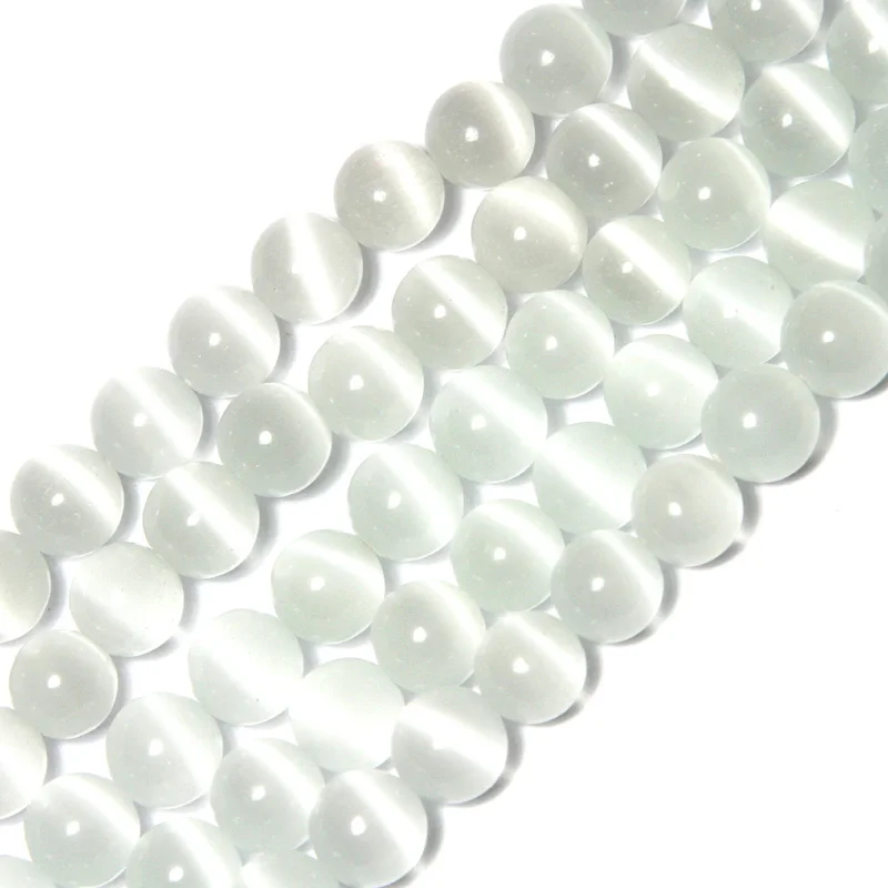 Круглые Хрустальные белые бусины кошачий глаз DIY свободные разделительные для