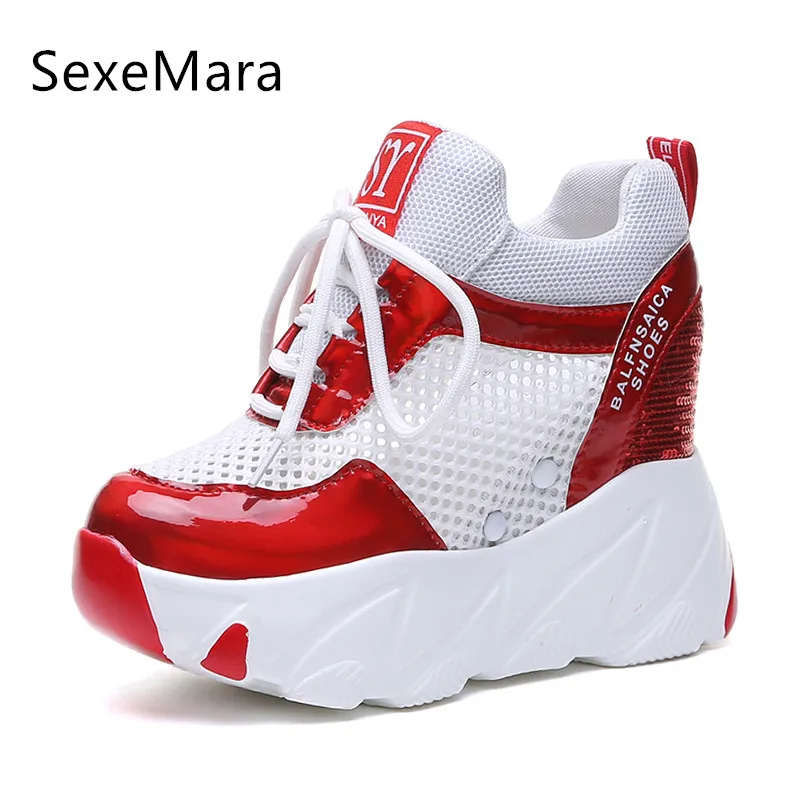 Женская модная повседневная обувь увеличивающая рост на платформе 10 см сетевая