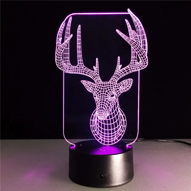 Олень спальня лампа Красочный USB милый 3D Рождество офис домашнее украшение