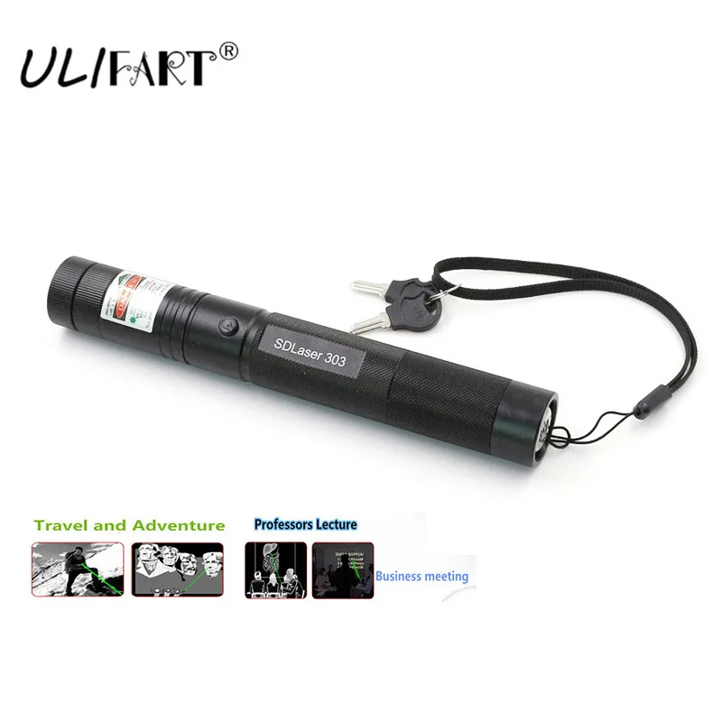 

ULIFART 100Pcs/Lot High Powered Burning Laser Pointer Safety Green Laser 303 With Starry Heads