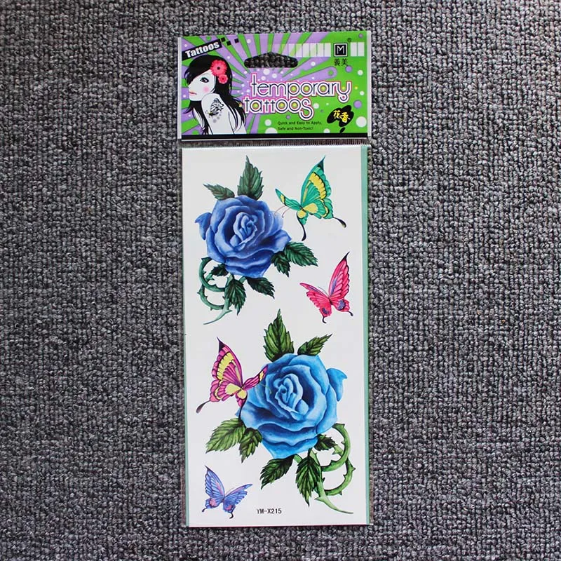 Большой цветок китайский боди-арт водонепроницаемая Временная Акварельная