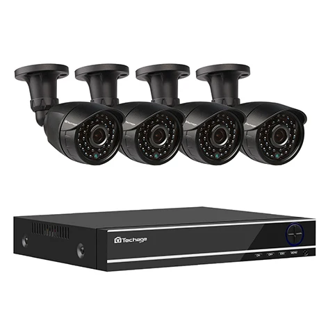 Черный Techage 4CH 1080P AHD аналоговый DVR CCTV система 2.0MP IR Cut Крытая уличная камера 1080P P2P комплект домашнего видеонаблюдения - Цвет: Черный