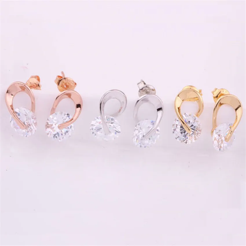 Мода Австрия CZ Элегантный Кристалл Циркон Стержня Уха Серебро Цвет Серьги