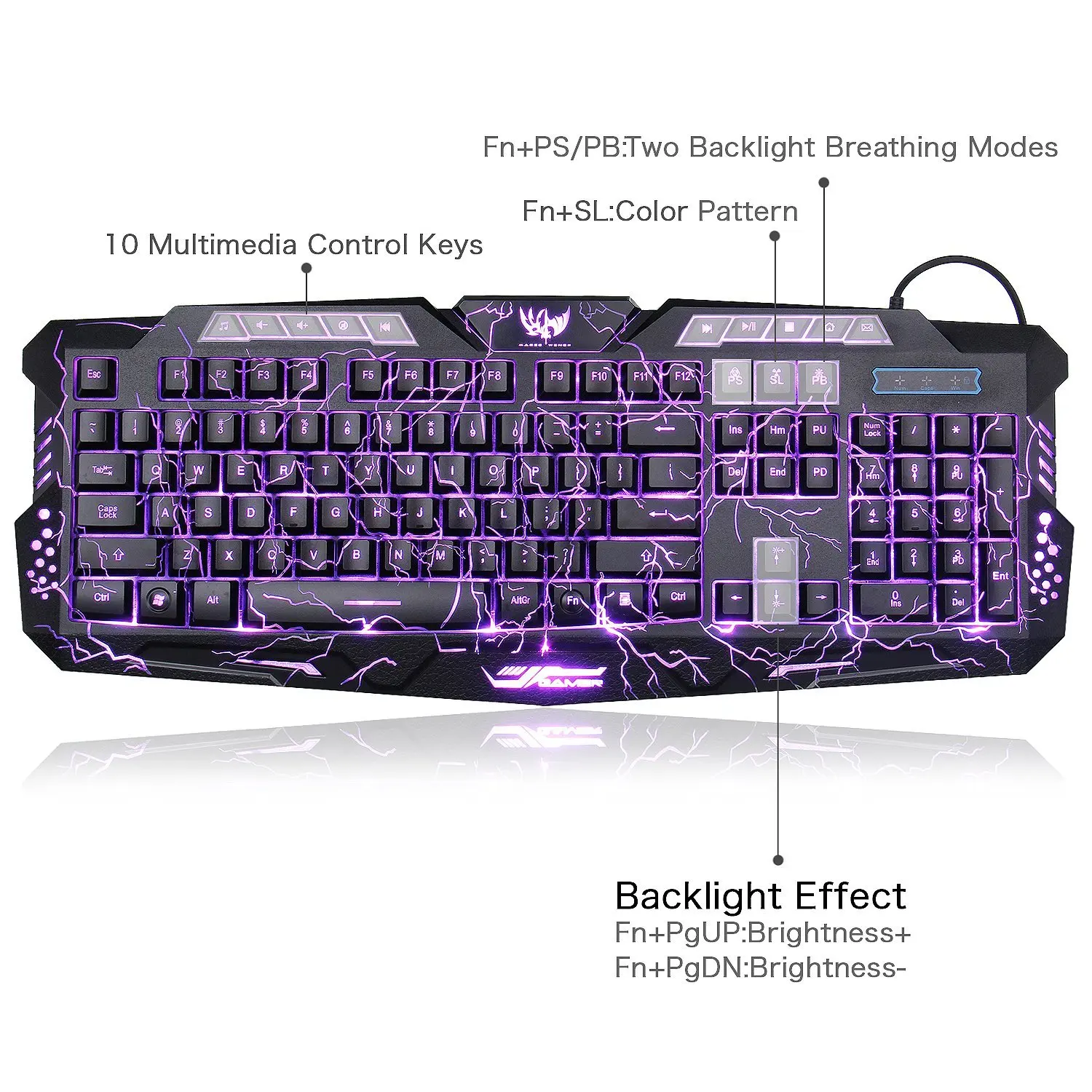 backlit russianenglish gaming keyboard crack gaming mouse 6 buttons breathing light colorful mice free global shipping
