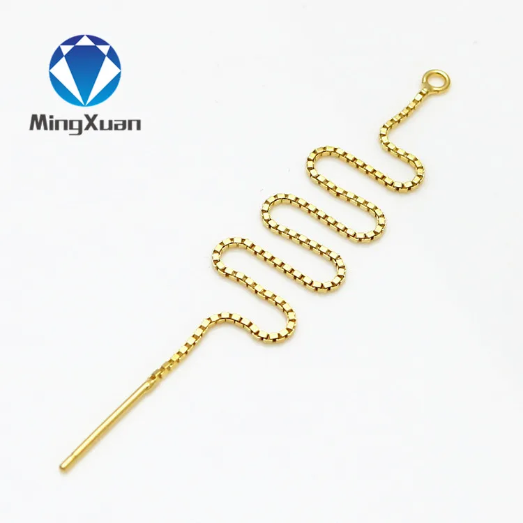 MINGXUAN 2 шт 9 см/11,5 см Длина 925 пробы серебряные ювелирные изделия линия Венецианская цепочка нить серьги-гвоздики сделай сам