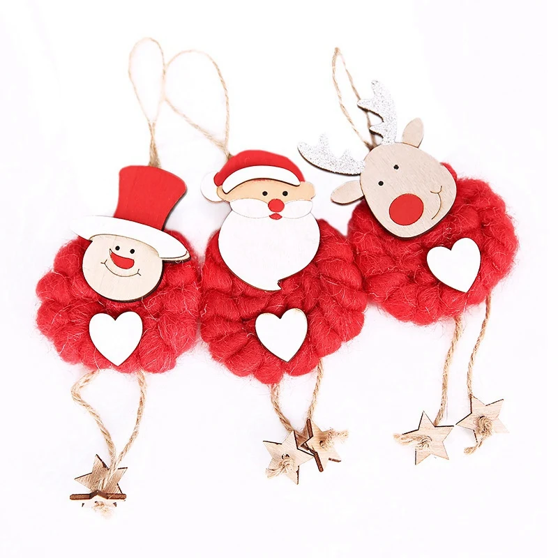 Christmas Felt Pendant Xmas Tree Decorations Small Drop Ornaments Santa Claus Snowman Elk Pendants Supplies 3pcs/set | Дом и сад