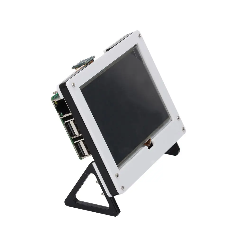 Белый 5,0 дюймовый lcd сенсорный экран модуль 800*480 TFT сенсорный экран дисплей модуль+ акриловый кронштейн чехол для Raspberry Pi 3 B+/3/2 - Цвет: Белый
