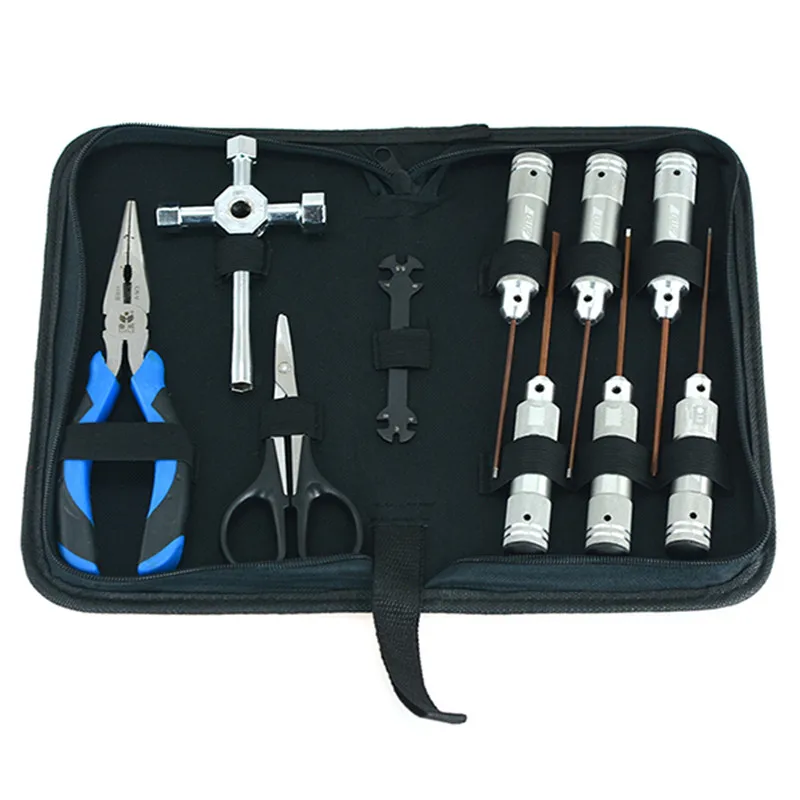 Best Quality 10 In 1 Repairing Tools Set Hex Screwdriver Pliers Scissors Wrench With Box Storage Bag For RC Model Drone | Игрушки и