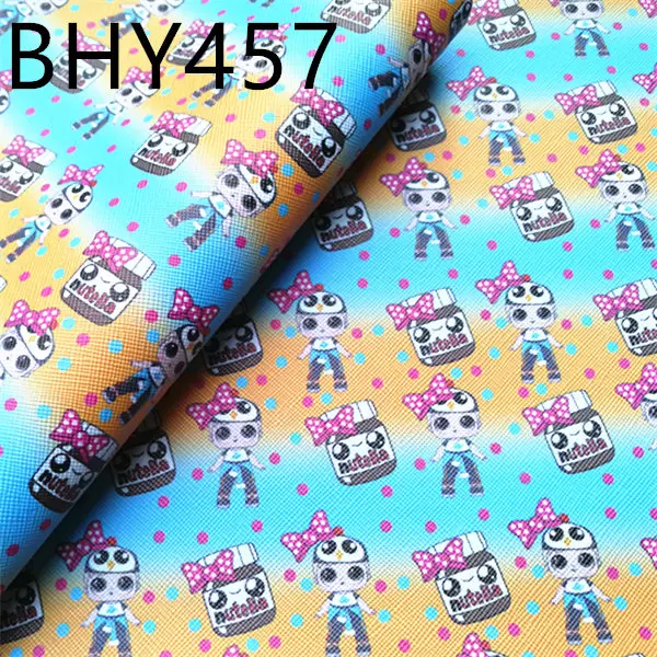 BHY457 1 шт/7,6*12 дюймов мультфильм печати кожа viny ткань BHY455 - Цвет: BHY457