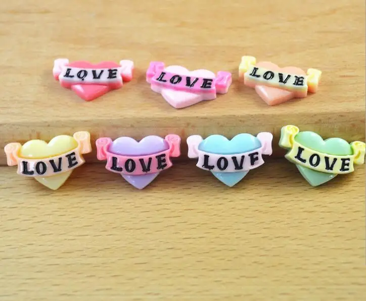 Случайные цвета плоские пластмассовые кабошон Kawaii Сердце DIY художественное украшение из полимерного материала для волос Лук скрапбукинга