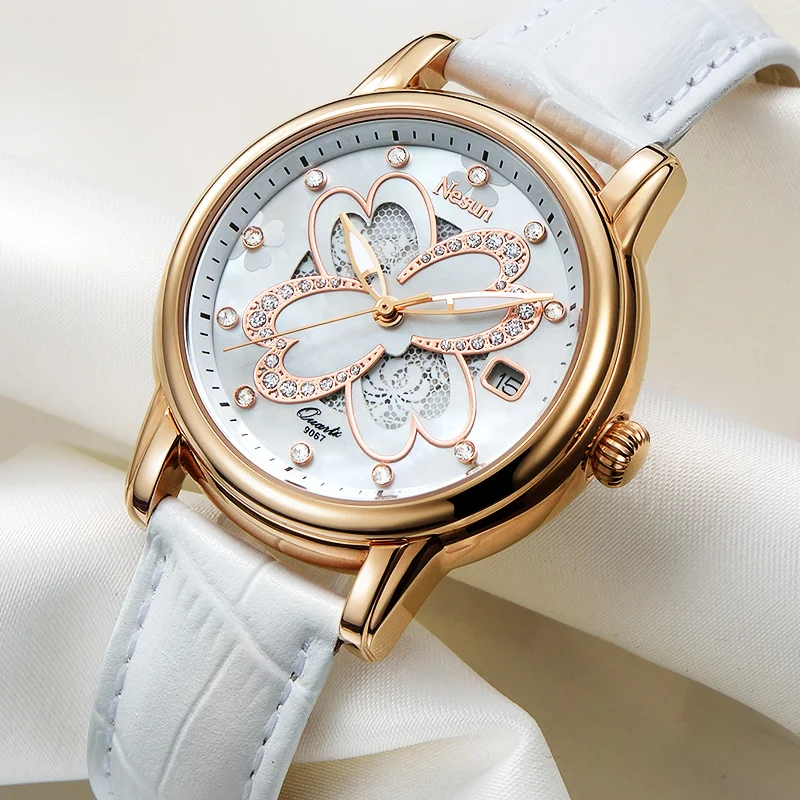 Женские кварцевые часы Nesun Switzerland с бриллиантом N9067 4|wristwatch brand|wristwatch womenwristwatches clock |
