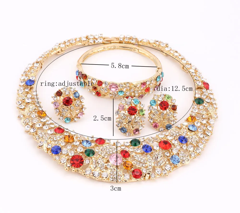 Женские вечерние комплекты ювелирных украшений для свадебных торжеств яркие