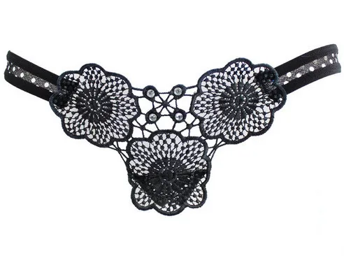 Sexy G String Women Lace Hollow Out Low-rise Thong Underwear Briefs Embroidery Flower G-string Open Butt Crothless Panties |