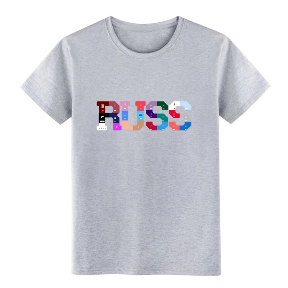 Мужская футболка с принтом RUSS повседневная Весенняя унисекс круглым вырезом и