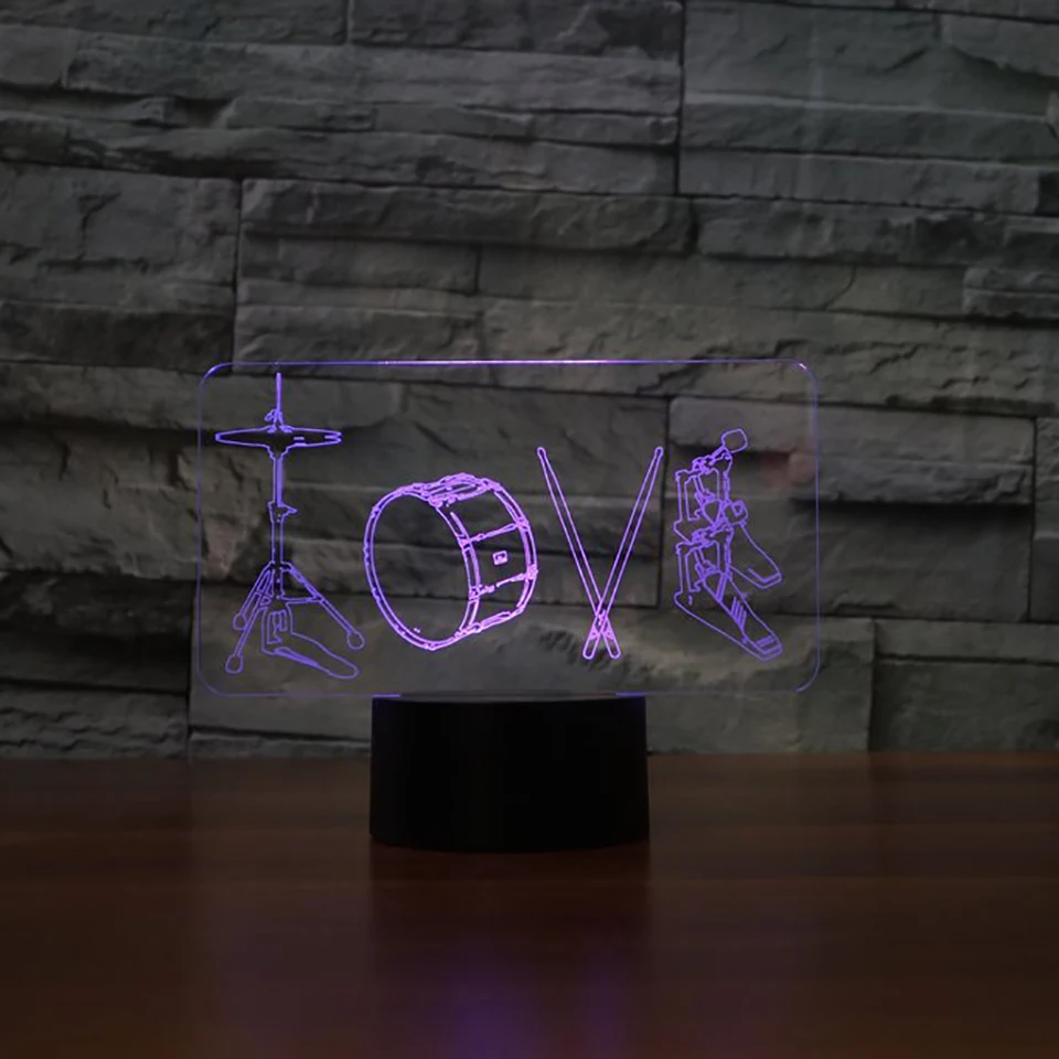 3D LED ночник барабанная лампа крутой мальчик спальня Ночник декор Bulbing детские