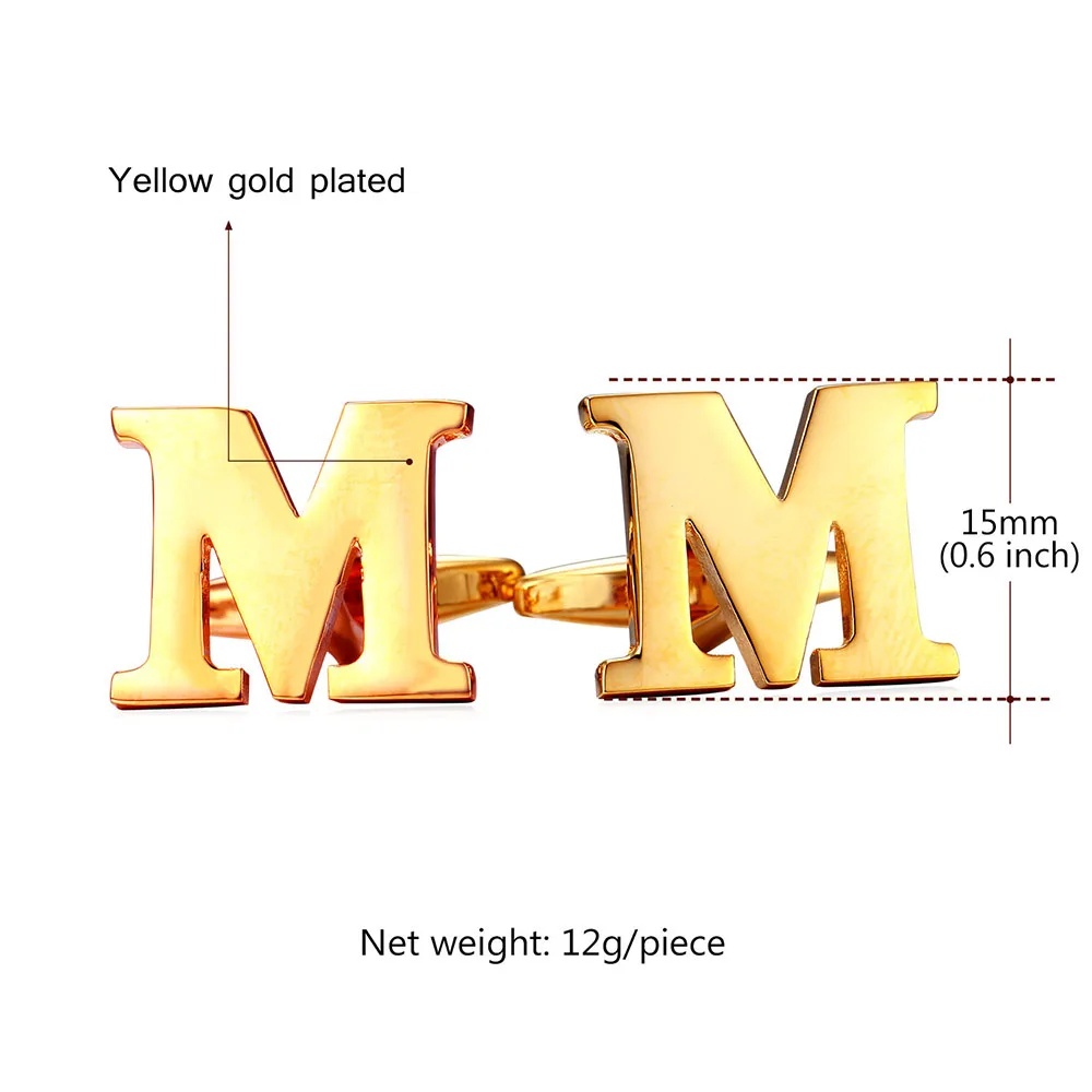 Мужские Запонки с буквами алфавита M французские ногти деловые рубашки трендовые