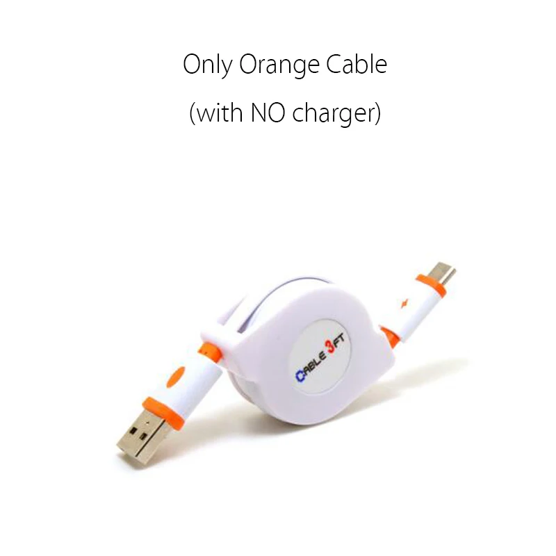 Выдвижной usb type-C кабель для передачи данных 1 м 2 м 3 м портативные Usb зарядные шнуры для huawei mate 20 10 Pro/Lite Nova 4 4e Honor 9 8 View 10 - Тип штекера: orange cable