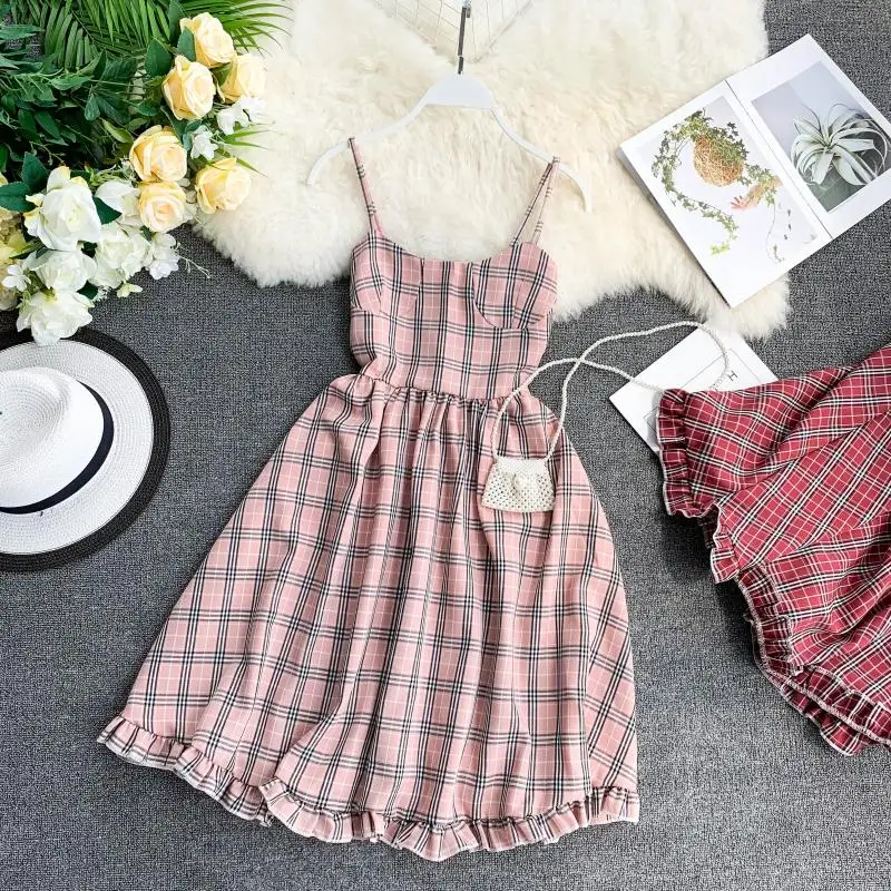 2019 новые модные женские платья Винтаж плед v-образным вырезом Холтер приталенное