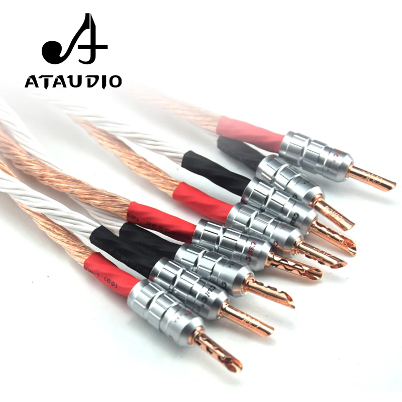 1 Pair ATAUDIO 12TC Hifi Speaker Cable High Quality Pure OCC Wire With Banana Jack | Audio &amp Video Cables