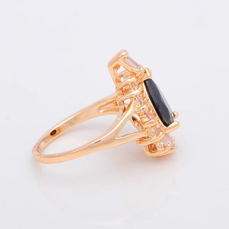 Mysterious Black Design Party Rings for Women Yellow Gold Tone Austrian Zirconia size #6#7#8#9 JR2064 | Украшения и аксессуары