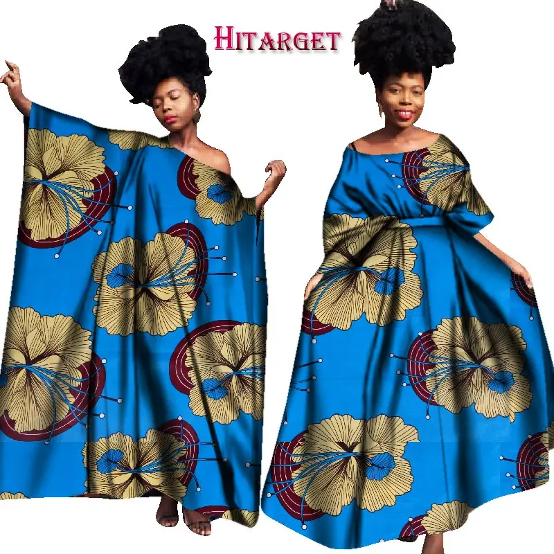 Винтажные африканские платья для женщин Bazin Riche Kanga одежда большой халат Vestidos Dashiki Африканские Восковые платья с принтом Одежда WY1701