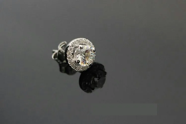0.5CT/шт Mirco проложили отличные LC алмазные серьги гвоздики для женщин ювелирные изделия из стерлингового серебра 18 К покрытие из белого золота