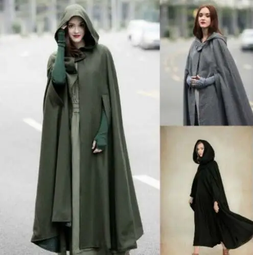 

New Arrival Women Hooded Coat Hooded Cloak Hooded Cape cosplay Cloak 3 colours medieval costumes adult costume dress up 115-118