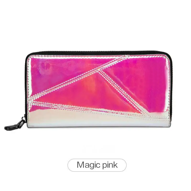 Pink Женский Длинный кошелек, клатч, сумочка с лазером, Женский кошелек на молнии, кошелек для телефона, отделение для монет, кошелек из искусственной кожи, женский кошелек - Цвет: Pink